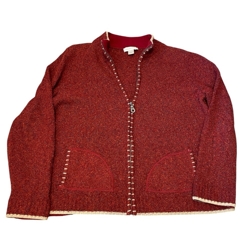Christopher & Banks Red Zip Up Vintage Jacket Size XL Women’s EUC